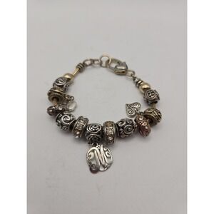 Letter M Monogram Initial Charm Bracelet